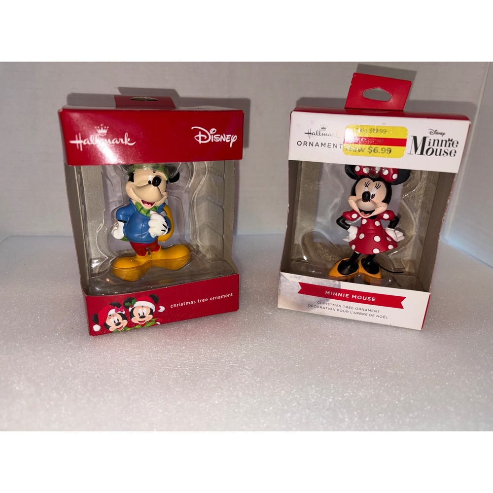 Hallmark Disney Minnie Mouse & Mickey Mouse Christmas Ornaments (Set of 2)